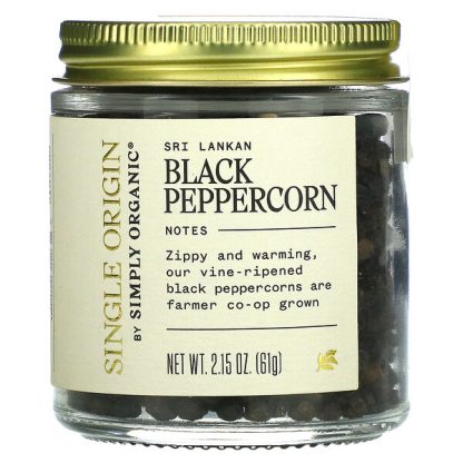 Simply Organic, Single Origin, Sri Lankan Black Peppercorn, 2.15 oz (61 g)