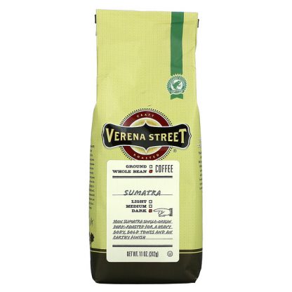 Verena Street, Sumatra, Whole Bean, Dark Roast, 11 oz (312 g)