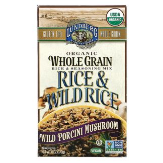 Lundberg, Organic Whole Grain Rice & Seasoning Mix, Rice & Wild Rice, Wild Porcini Mushroom, 6 oz (170 g)