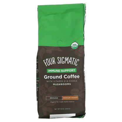 Four Sigmatic, Ground Coffee with Vitamin D & Chaga Mushrooms, Immune Support, Medium Roast, 12 oz (340 g)