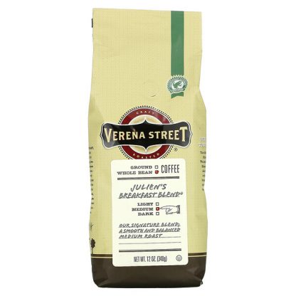 Verena Street, Julien's Breakfast Blend, Whole Bean, Medium Roast, 12 oz (340 g)