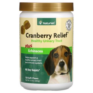 NaturVet, Cranberry Relief Plus Echinacea, For Dogs, 120 Soft Chews, 12.6 oz (360 g)