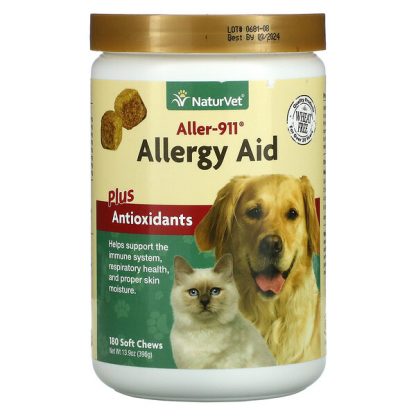 NaturVet, Aller-911, Allergy Aid Plus Antioxidants, 180 Soft Chews, 13.9 oz (396 g)