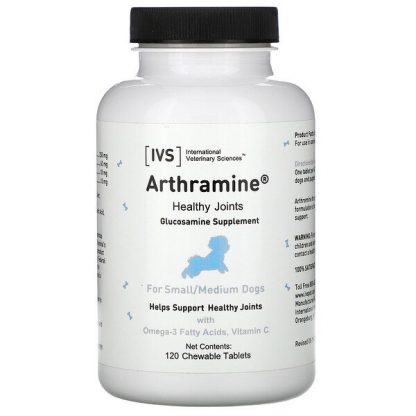 International Veterinary Sciences, Arthramine, Glucosamine Supplement, For Small/Medium Dogs, 120 Chewable Tablets