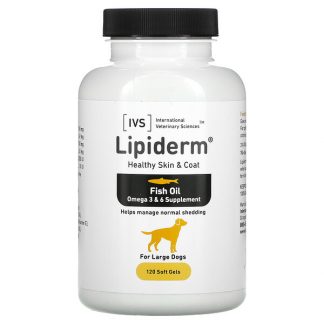 International Veterinary Sciences, Lipiderm, Healthy Skin & Coat, For Large Dogs, 120 Soft Gels