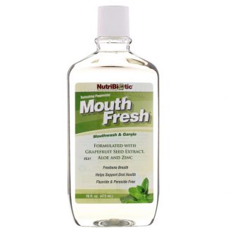 NutriBiotic, Mouth Fresh, Mouthwash & Gargle, Refreshing Peppermint, 16 fl oz (473 ml)