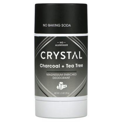 Crystal Body Deodorant, Magnesium Enriched Deodorant, Charcoal + Tea Tree, 2.5 oz (70 g)