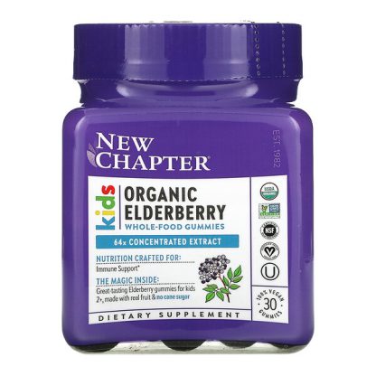 New Chapter, Kids Organic Elderberry Whole-Food Gummies, Ages 2+, 30 Vegan Gummies