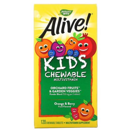 Nature's Way, Alive! Kid's Chewable Multivitamin, Orange & Berry, 120 Chewable Tablets