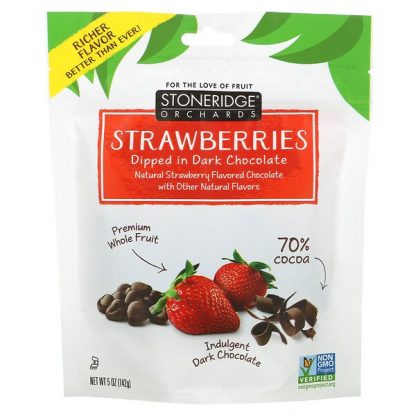 Stoneridge Orchards, Strawberries, Dipped in Dark Chocolate, 70% Cocoa, 5 oz (142 g)