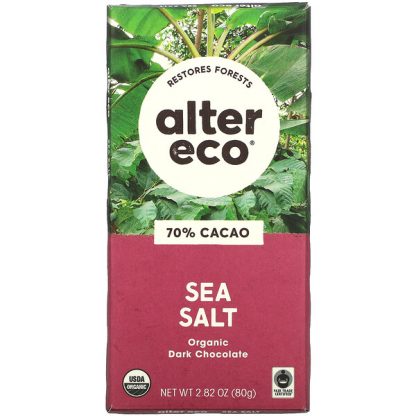 Alter Eco, Organic Dark Chocolate Bar, Sea Salt, 70% Cacao, 2.82 oz (80 g)