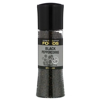 California Gold Nutrition, FOODS - Black Peppercorns Grinder, 6 oz (170 g)