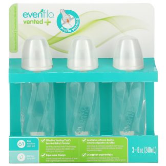 Evenflo Feeding, Vented+ Twist PP Clear Bottles, Standard, 0+ Months, Slow Flow, 6 Bottles, 8 oz (240 ml) Each