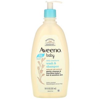 Aveeno, Baby, Daily Moisture Wash & Shampoo, Lightly Scented, 18 fl oz (532 ml)