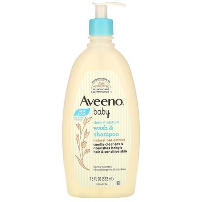 Aveeno, Baby, Daily Moisture Wash & Shampoo, Lightly Scented, 18 fl oz (532 ml)