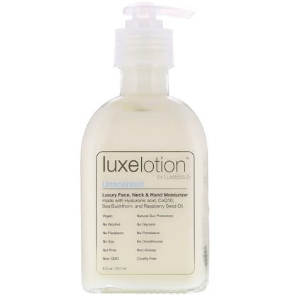 LuxeBeauty, Luxe Lotion, Luxury Face, Neck & Hand Moisturizer, Unscented, 8.5 fl oz (251 ml)