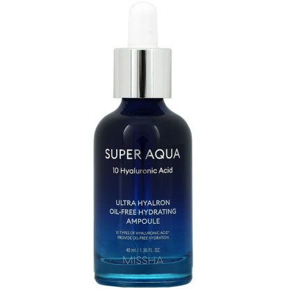 Missha, Super Aqua, Ultra Hyalron Oil-Free Hydrating Ampoule, 1.35 fl oz (40 ml)