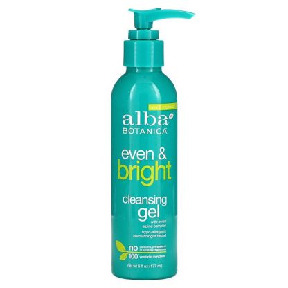 Alba Botanica, Even & Bright, Cleansing Gel with Swiss Alpine Complex, 6 fl oz (177 ml)