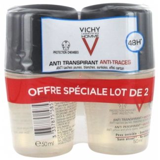 Vichy, Homme 48H Antiperspirant Deodorant Anti-Marks Roll-On 2 x 50ml