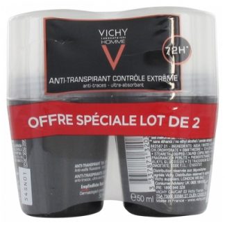 Vichy, Homme 72HR Anti-Perspirant Deodorant Extreme Control Roll-On 2 x 50ml