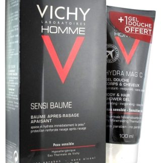 Vichy, Homme Sensi-Balm Soothing After-Shaving Balm 75ml + Hydra Mag C Shower Gel Body & Hair 100ml Free